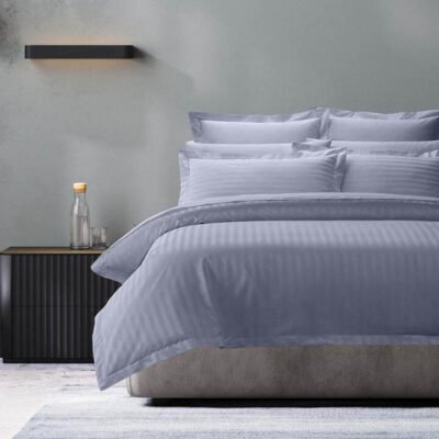 Royal Comfort 1200 Thread Count Damask Stripe Cotton Blend Quilt Cover Set King Blue Fog Sleep Zone Royal Comfort 1200 Thread Count Damask Stripe Cotton Blend Quilt Cover Set King Blue Fog