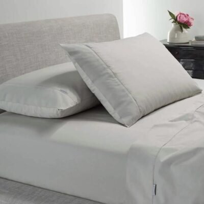 Heston 300TC Cotton Percale Sheet Set Silver Split King Sleep Zone Heston 300TC Cotton Percale Sheet Set Silver Split King