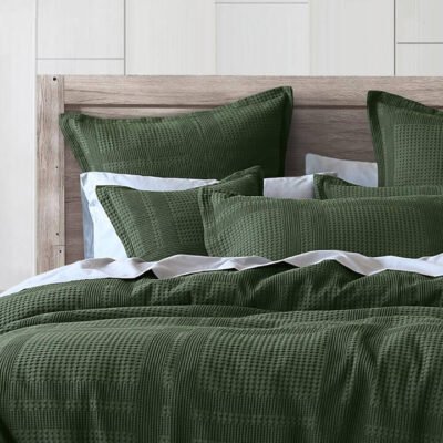 Sussex Queen Forest Green Quilt Cover Set Sleep Zone Sussex Queen Forest Green Quilt Cover Set