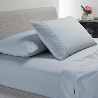 Heston 300TC Cotton Sheet Set Percale Long Single Blue Sleep Zone Heston 300TC Cotton Sheet Set Percale Long Single Blue