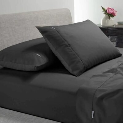 Heston 300TC Cotton Sheet Set Percale Long Single Charcoal Sleep Zone Heston 300TC Cotton Sheet Set Percale Long Single Charcoal