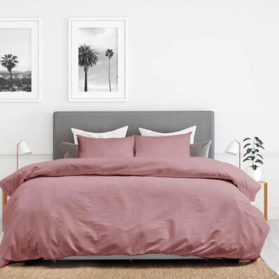 Royal Comfort Kensington 1200TC 100% Cotton Stripe Quilt Cover Set King Desert Rose Sleep Zone Royal Comfort Kensington 1200TC 100% Cotton Stripe Quilt Cover Set King Desert Rose