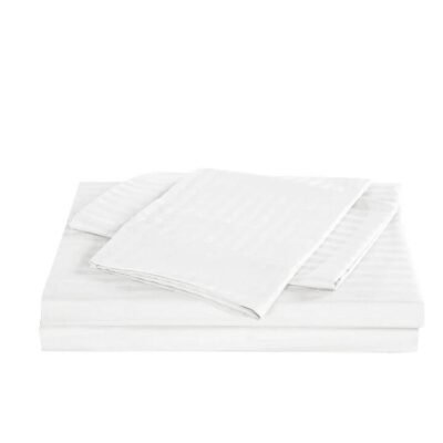 Royal Comfort Kensington 1200TC 100% Cotton Stripe Bed Sheet Set SuperKing White Sleep Zone Royal Comfort Kensington 1200TC 100% Cotton Stripe Bed Sheet Set SuperKing White