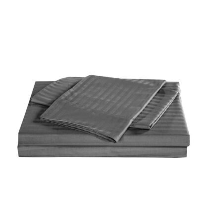 Royal Comfort Kensington 1200TC 100% Cotton Stripe Bed Sheet Set Super King Charcoal Sleep Zone Royal Comfort Kensington 1200TC 100% Cotton Stripe Bed Sheet Set Super King Charcoal