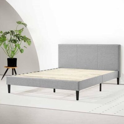 Olivia 30cm Upholstered Double Bed Frame Dark Grey Sleep Zone Olivia 30cm Upholstered Double Bed Frame Dark Grey