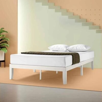 Moiz 35cm Wood Platform Queen Bed Base White Sleep Zone Moiz 35cm Wood Platform Queen Bed Base White
