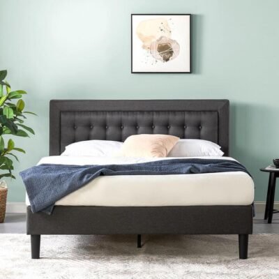 Rochelle Queen Bed Frame Dark Grey Sleep Zone Rochelle Queen Bed Frame Dark Grey