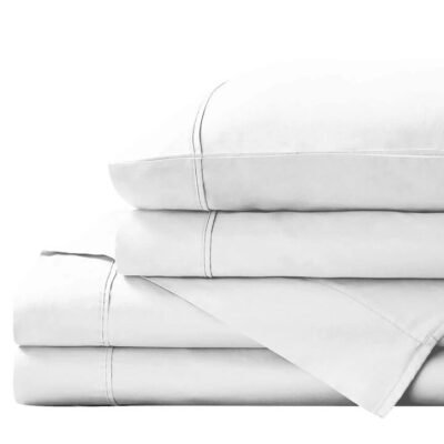 Royal Comfort 1500TC Cotton Rich Fitted 4 Piece Sheet Set King White Sleep Zone Royal Comfort 1500TC Cotton Rich Fitted 4 Piece Sheet Set King White