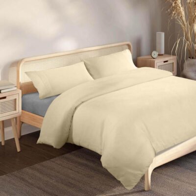 Royal Comfort Blended Bamboo Quilt Cover Set Dark Double Ivory