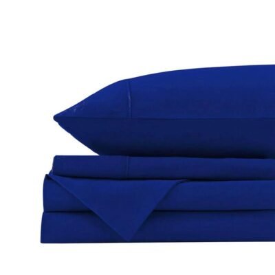 Royal Comfort Washed 100 % Cotton Sheet Set Double Royal Blue Sleep Zone Royal Comfort Washed 100 % Cotton Sheet Set Double Royal Blue