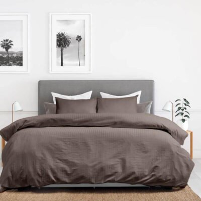 Royal Comfort Kensington 1200TC 100% Cotton Stripe Quilt Cover Set Queen Charcoal Sleep Zone Royal Comfort Kensington 1200TC 100% Cotton Stripe Quilt Cover Set Queen Charcoal