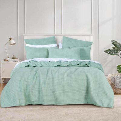 Cressida Super King Coverlet Set Green Sleep Zone Cressida Super King Coverlet Set Green