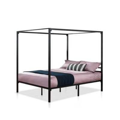 Noble Canopy Double Bed Frame Black Sleep Zone Noble Canopy Double Bed Frame Black