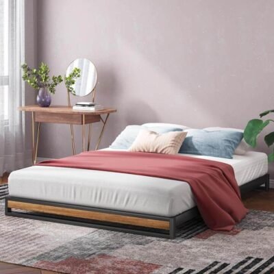 Suzanne Ironline Bamboo Wood and Metal Low Bed Base Black Queen Sleep Zone Suzanne Ironline Bamboo Wood and Metal Low Bed Base Black Queen