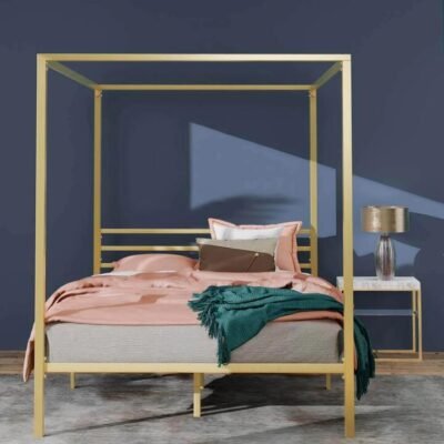 Patricia Canopy Bed Frame Gold Queen Sleep Zone Patricia Canopy Bed Frame Gold Queen