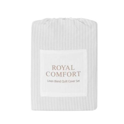 Royal Comfort Striped Quilt Cover Set Queen Grey Sleep Zone Royal Comfort Striped Quilt Cover Set Queen Grey