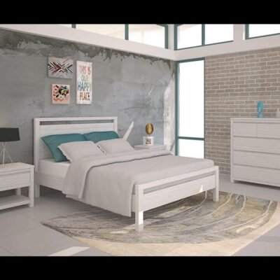 Riviera Slat Spaced King Bed Frame Brushed White Sleep Zone Riviera Slat Spaced King Bed Frame Brushed White