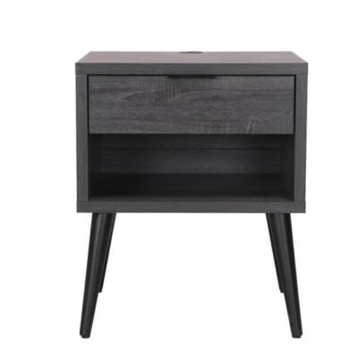 Rio 1 Drawer Bedside Table Charcoal Sleep Zone Rio 1 Drawer Bedside Table Charcoal